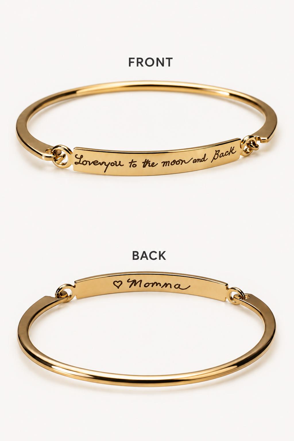 Christmas gift, Actual Handwriting bangle, Custom handwritten bar bracelet, Personalized engraved signature cuff, Keepsake jewelry Gift.
