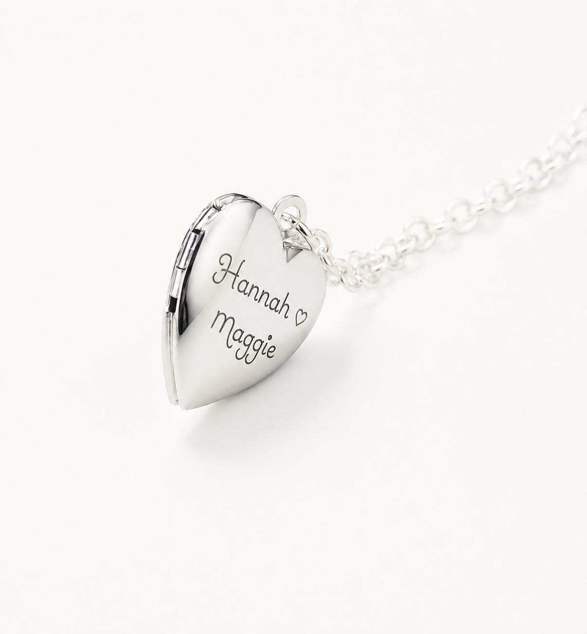 Heart locket necklace, Actual handwriting necklace, Custom handwritten keepsake gift, personalized engraved necklace, silver locket pendant.
