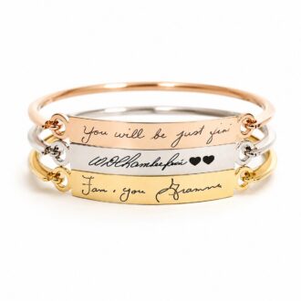Actual Handwriting bangle, Custom handwritten bar bracelet, Personal engraved signature cuff, Memorial Keepsake Gift, silver bangle.