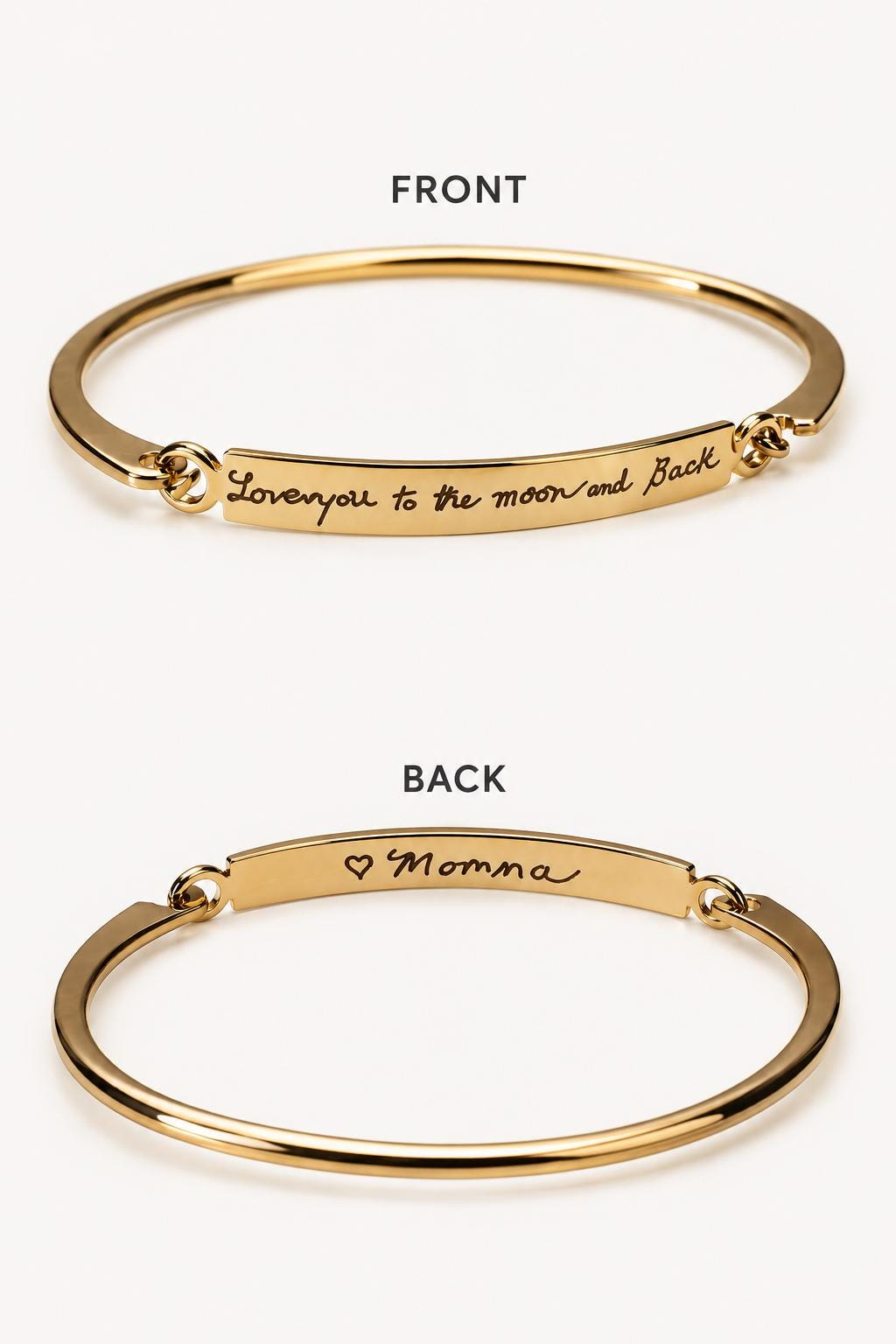 Custom handwritten bangle, actual handwriting Gold bar bracelet, engraved signature cuff, Personalized signature, Keepsake Gift name bangle.