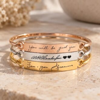 Actual Handwriting bangle, Custom handwritten bar bracelet, Personal engraved signature cuff, Memorial Keepsake Gift, silver bangle.
