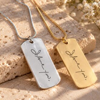 Custom Handwriting necklace, Personalized handwritten necklace, silver/gold engraved bar necklace, Actual handwriting jewelry, unisex Gift