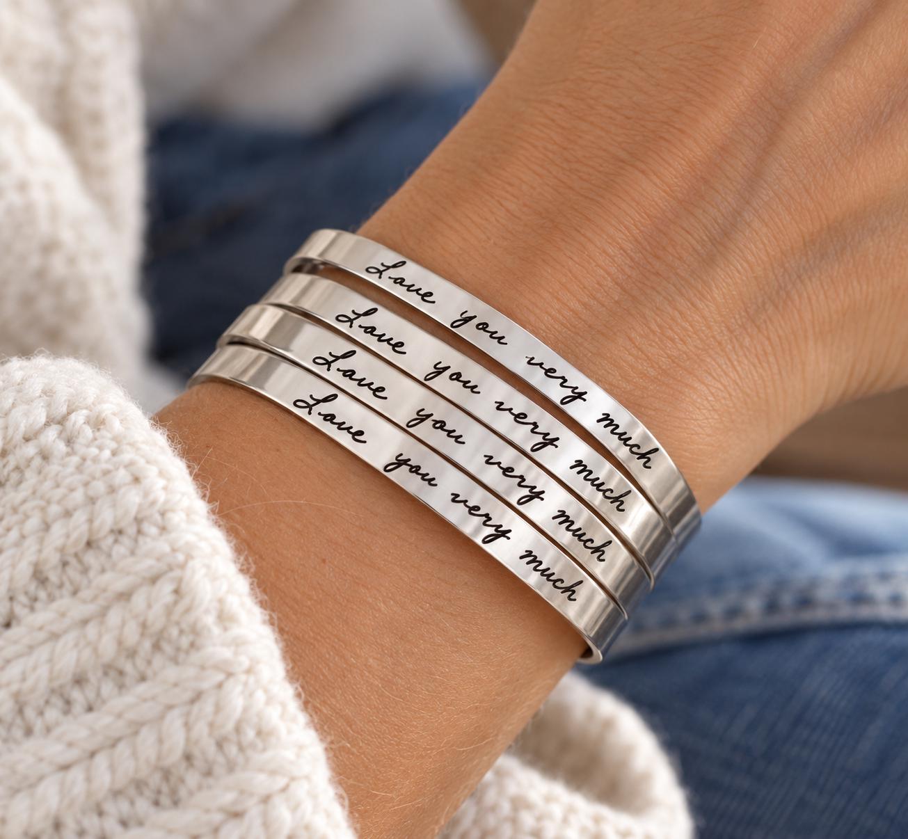 Actual Handwriting cuff, Custom handwritten bracelet, Personalized signature cuff, Keepsake memorial Gift, silver or Rose gold or gold cuff