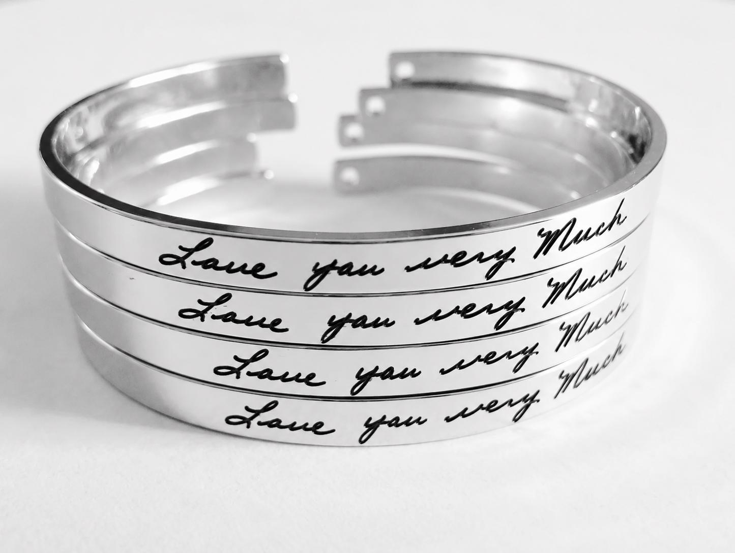 Actual Handwriting cuff, Custom handwritten bracelet, Personalized signature cuff, Keepsake memorial Gift, silver or Rose gold or gold cuff
