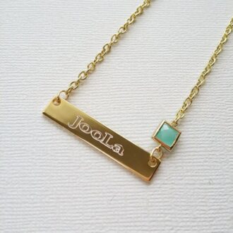 Bridesmaid Name bar necklace, Silver bar pendant, personalized custom Jewelry, custom engraved necklace with Birthstone, Gold Name pendant