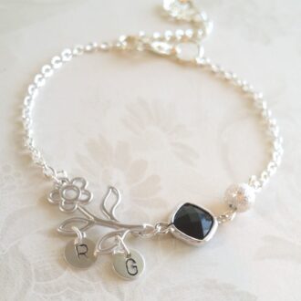 Personalized Initial Bracelet, Birthstone bracelet, Custom Jewelry, Bridesmaid Gift, Flower girl bracelet, Hand stamped Charm bracelet.