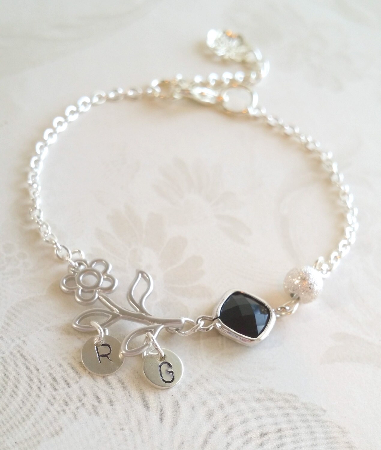 Personalized Initial Bracelet, Birthstone bracelet, Custom Jewelry, Bridesmaid Gift, Flower girl bracelet, Hand stamped Charm bracelet.