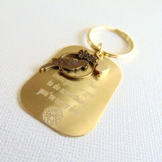 Custom personalized keychain, hand stamped unique key ring, message key charm, Mini mantra key chain, inspirational quote key holder plate