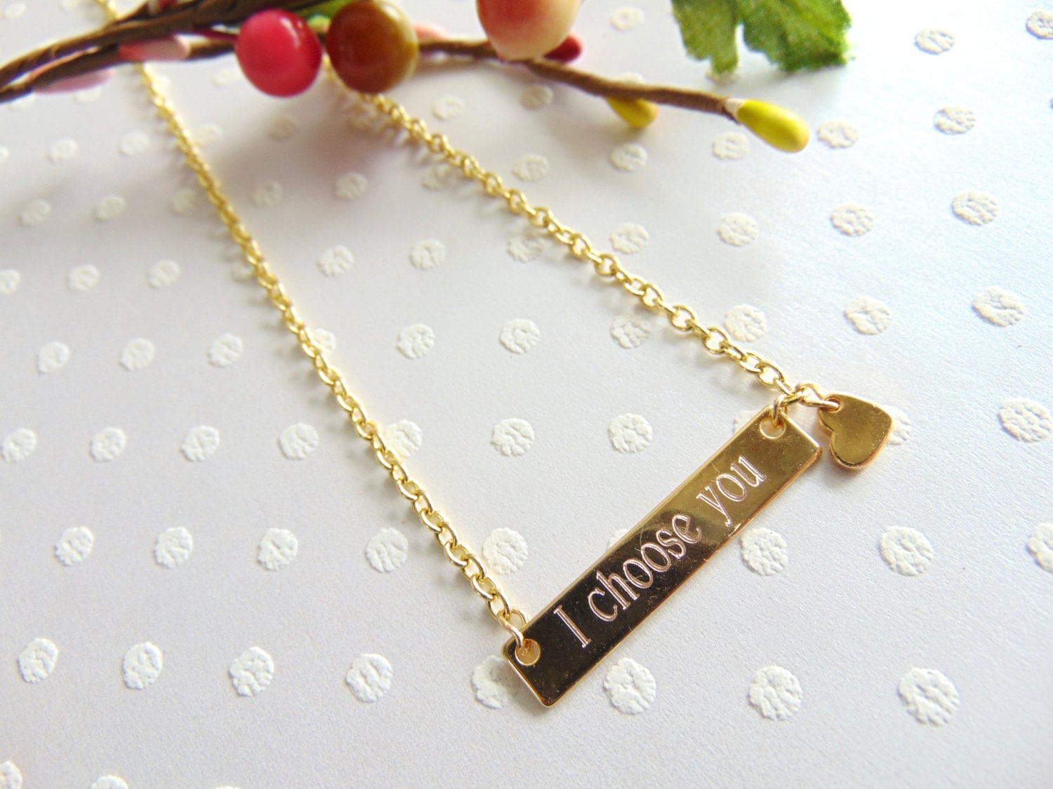 Personalized bar necklace, gold, silver or rose gold custom bar, girlfriend/wife birthday gift, engraved layering jewelry, heart charm