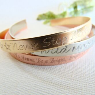 Stackable bracelet, Engraved cuff, quote Bracelet, layered cuff, personalized cuff bracelet, inspirational jewelry, mantra bangle, yoga Gift